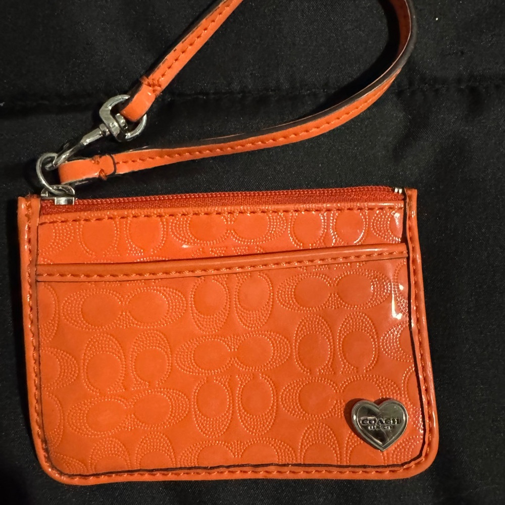 Coach Vibrant Orange Wristlet with ID Window